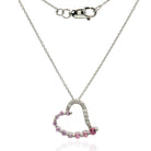 Diamond, sapphire and tourmaline necklace. Heart shaped pendant necklace set in white gold.