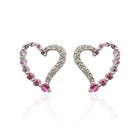 Heart shaped diamond, sapphire and tourmaline earrings set in white gold.
