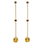 Citrine, amethyst and rhodolite drop earring, 14K gold plated 925 sterling silver. These fun and flirty dangle earrings are the perfect accessory for any and every occasion! International shipping available.