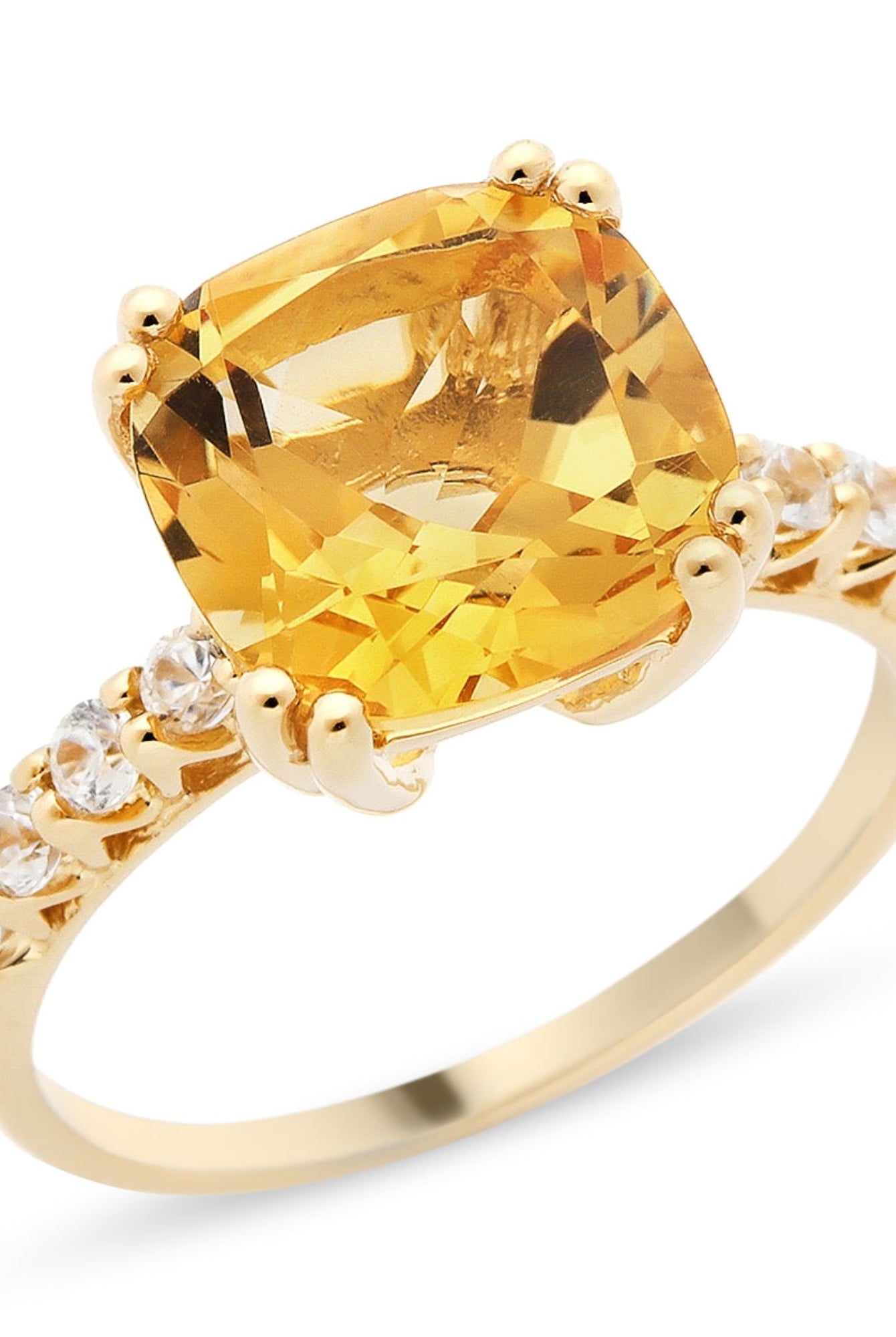 Candy citrine and white sapphire ring. International shipping available.
