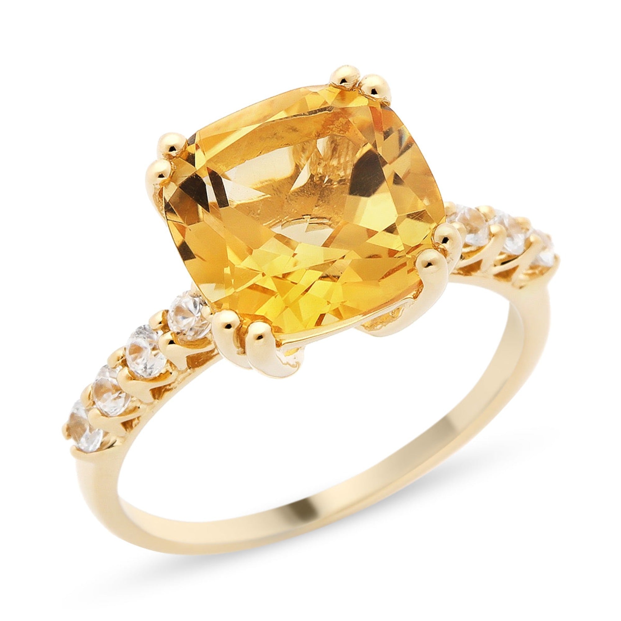 Candy citrine and white sapphire ring. International shipping available.