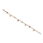 Pink tourmaline and green peridot gemstone pendant bracelet. Rose gold plated chain bracelet.