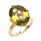 Oval cut olive quartz gemstone ring.