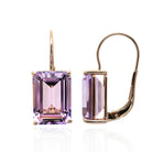 Baguette cut gemstone earrings with pink amethyst.