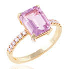 Pink amethyst and diamond ring set in 18k solid rose gold. One of a kind and handmade in Finland. 