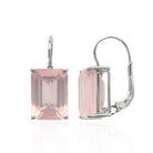 Baguette cut rose quartz earrings.